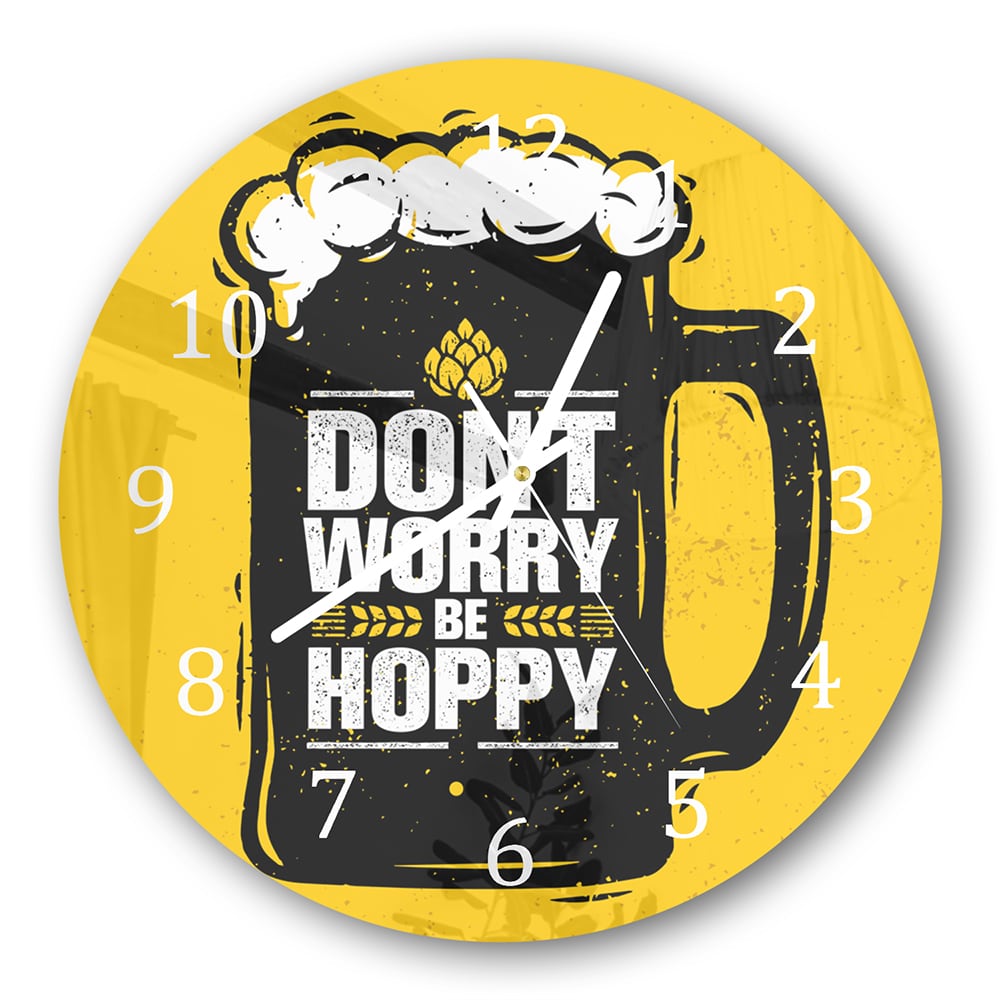 Wandklok Rond 30cm - Gehard Glas - Don't Worry Be Hoppy