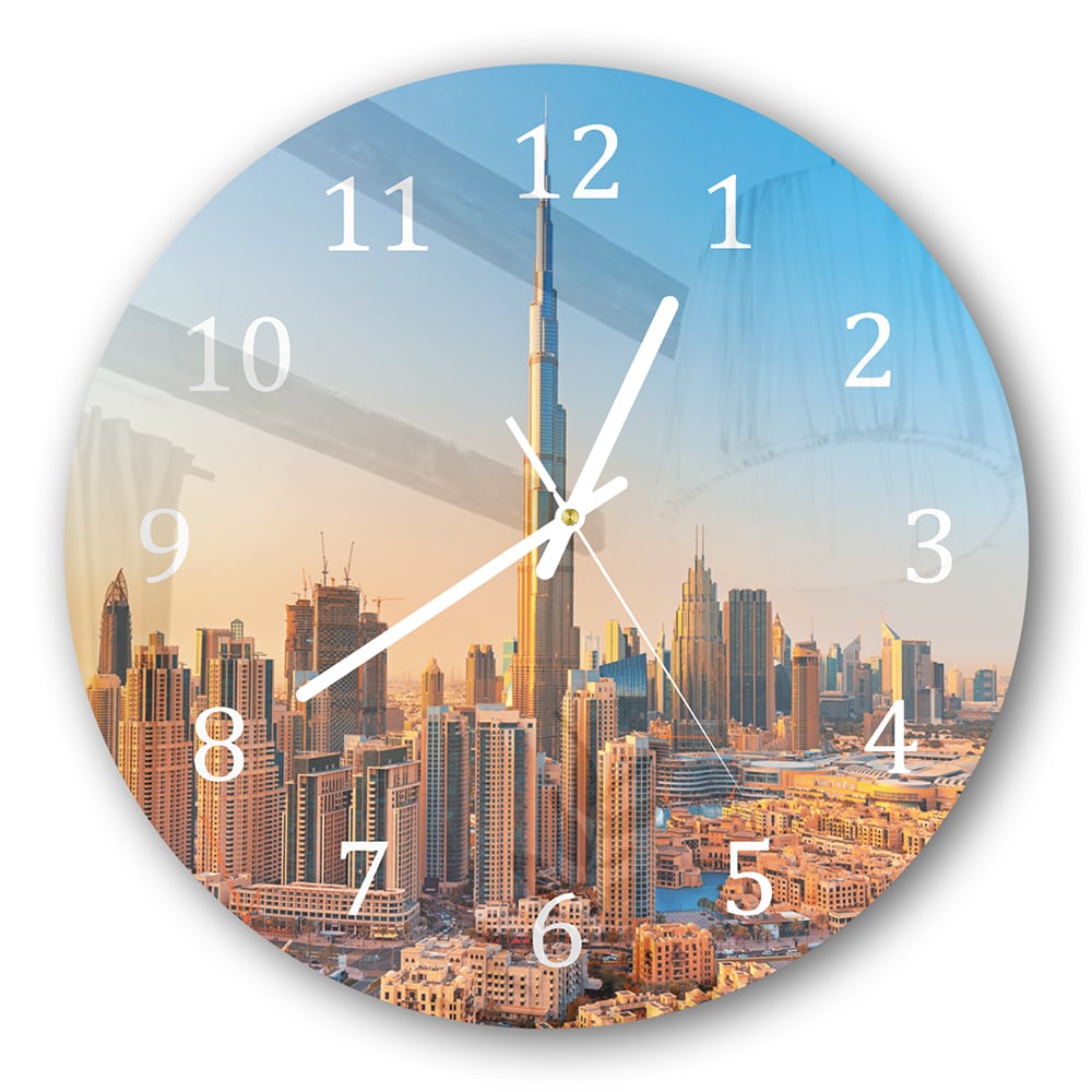 Wandklok Rond 30cm - Gehard Glas - Zonsondergang in Dubai