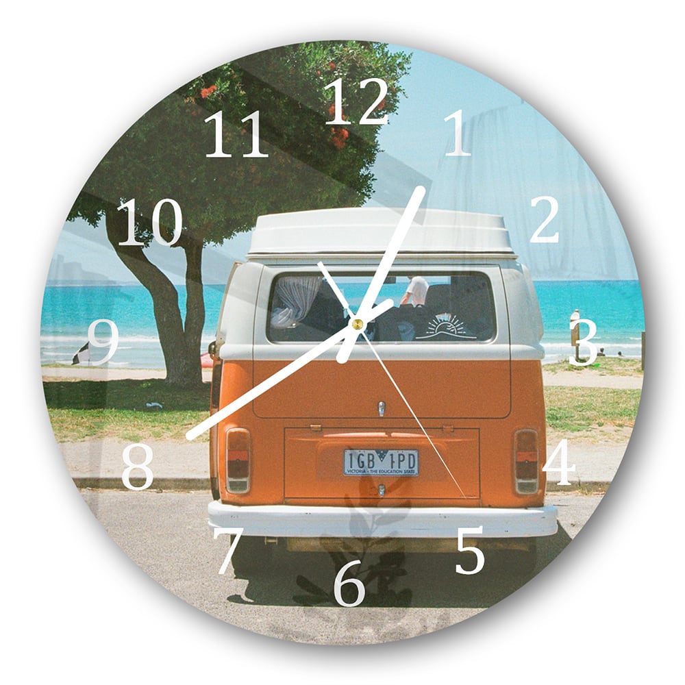 Wandklok Rond 30cm - Gehard Glas - Camper voor het Strand