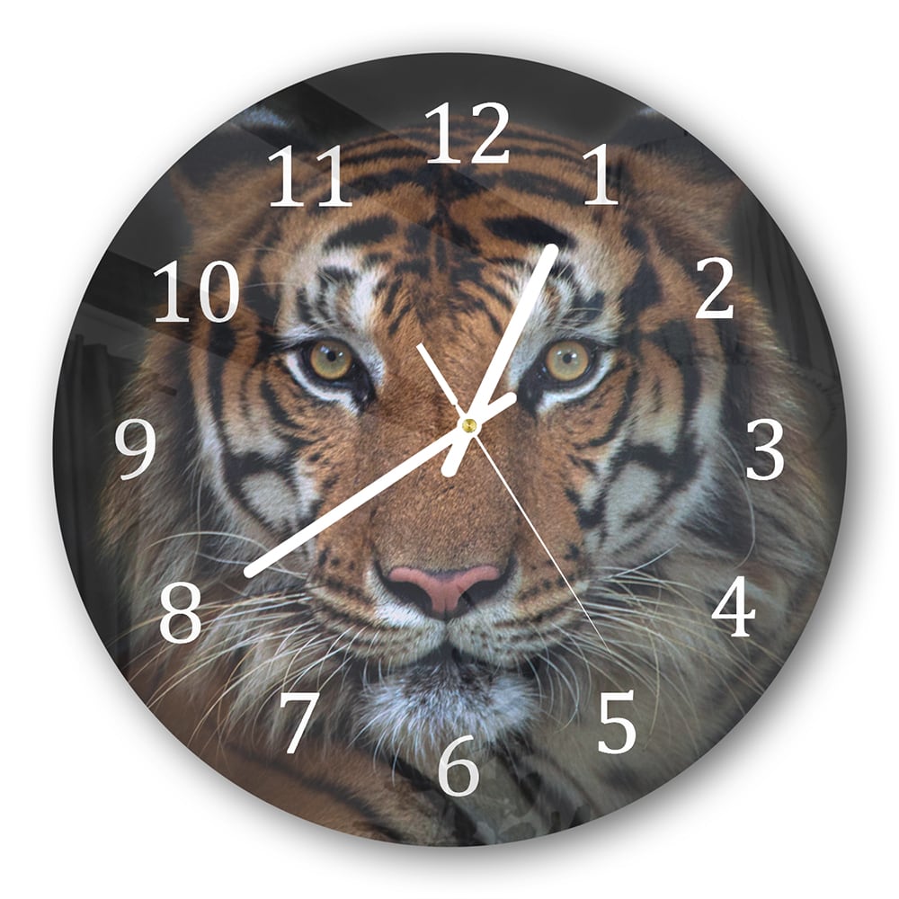 Wandklok Rond 30cm - Gehard Glas - Sumatraanse Boze Tijger