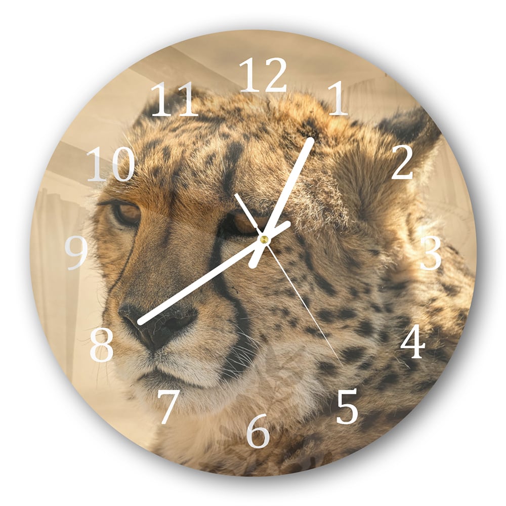 Wandklok Rond 30cm - Gehard Glas - Cheetah Close-up