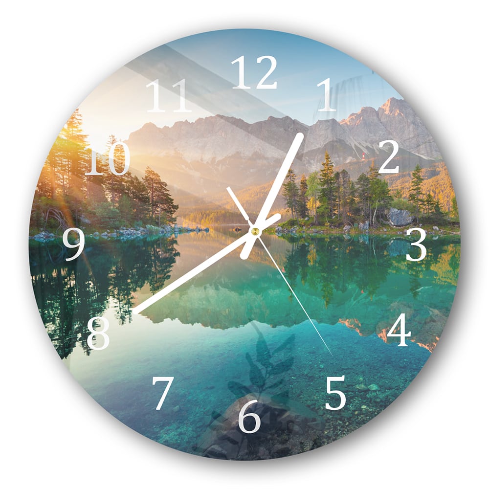 Wandklok Rond 30cm - Gehard Glas - Zonsopgang bij Eibsee Meer