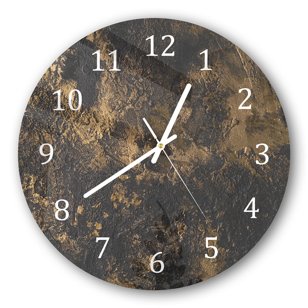 Wandklok Rond 30cm - Gehard Glas - Black-Gold Textuur