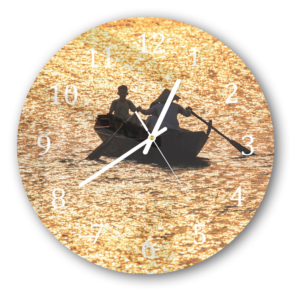 Wandklok Rond 30cm - Gehard Glas - Varen bij Zonsondergang