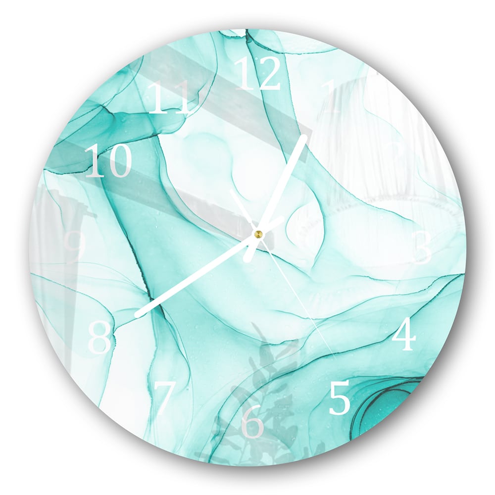 Wandklok Rond 30cm - Gehard Glas - Aqua Marmer