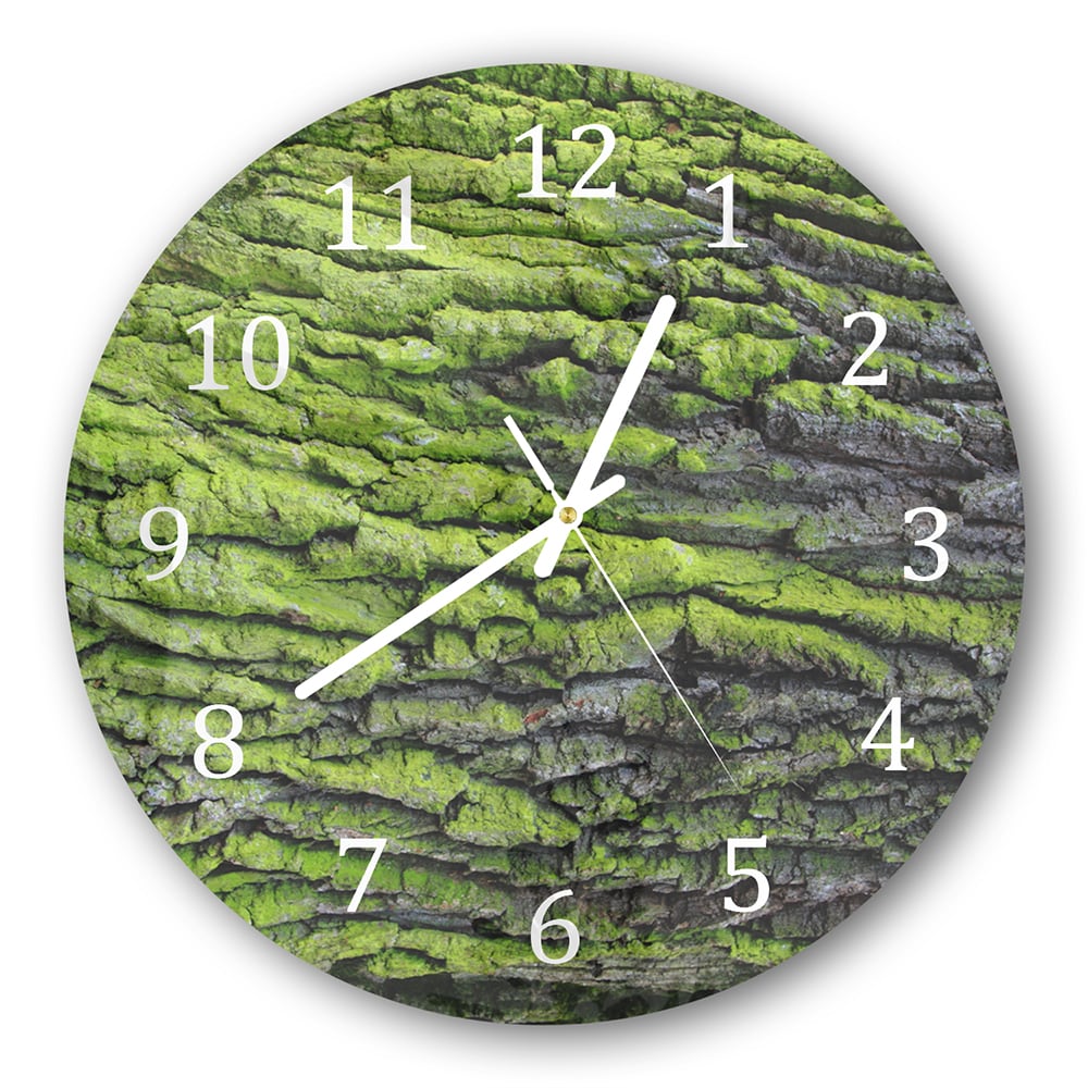 Wandklok Rond 30cm - Gehard Glas - Groene Schors Textuur