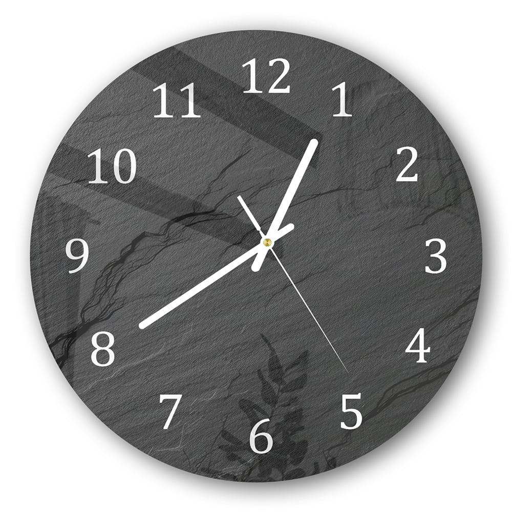 Wandklok Leisteen Zwart Diameter 30 cm gehard glas