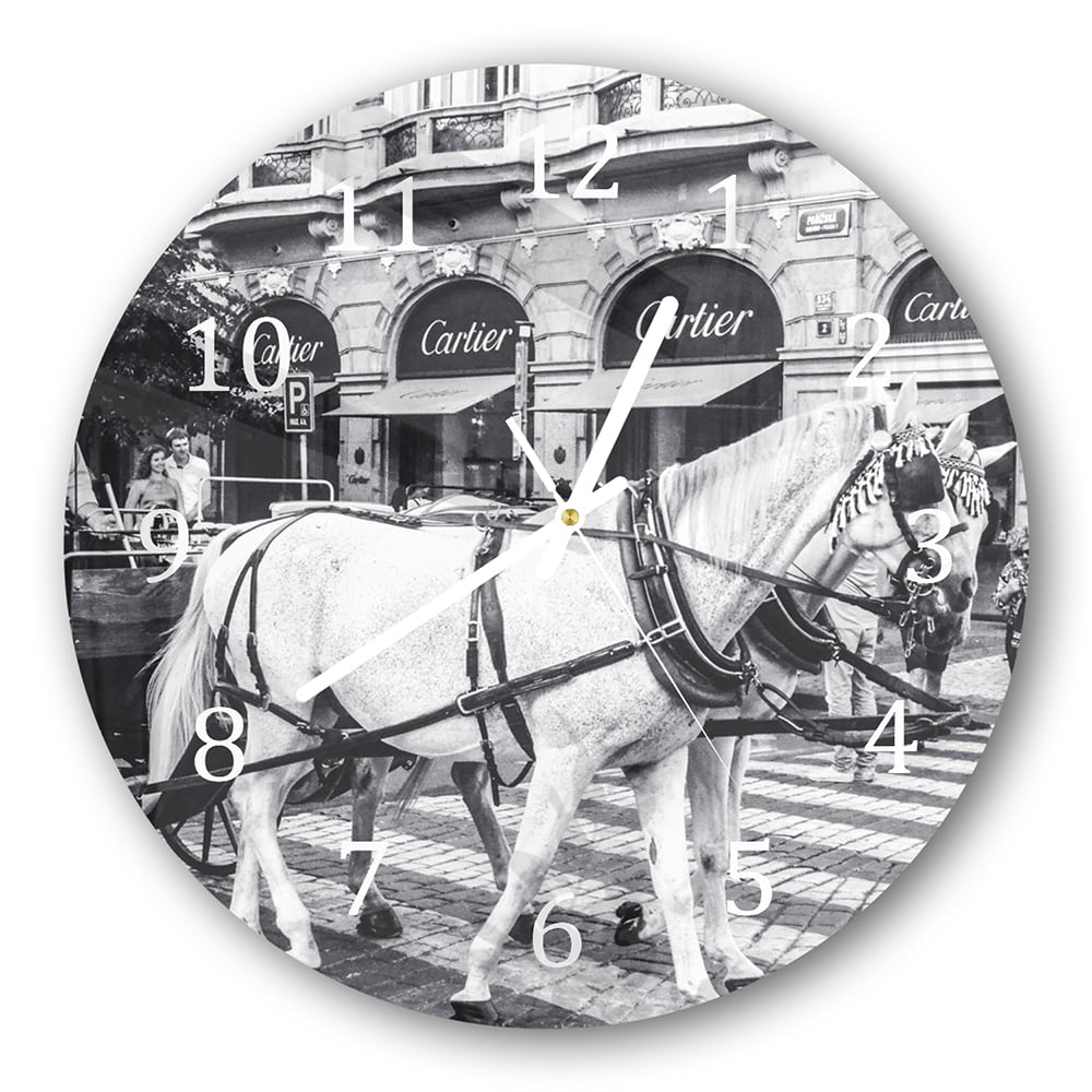 Wandklok Rond 30cm - Gehard Glas - Paard en Wagen voor Cartier Winkel