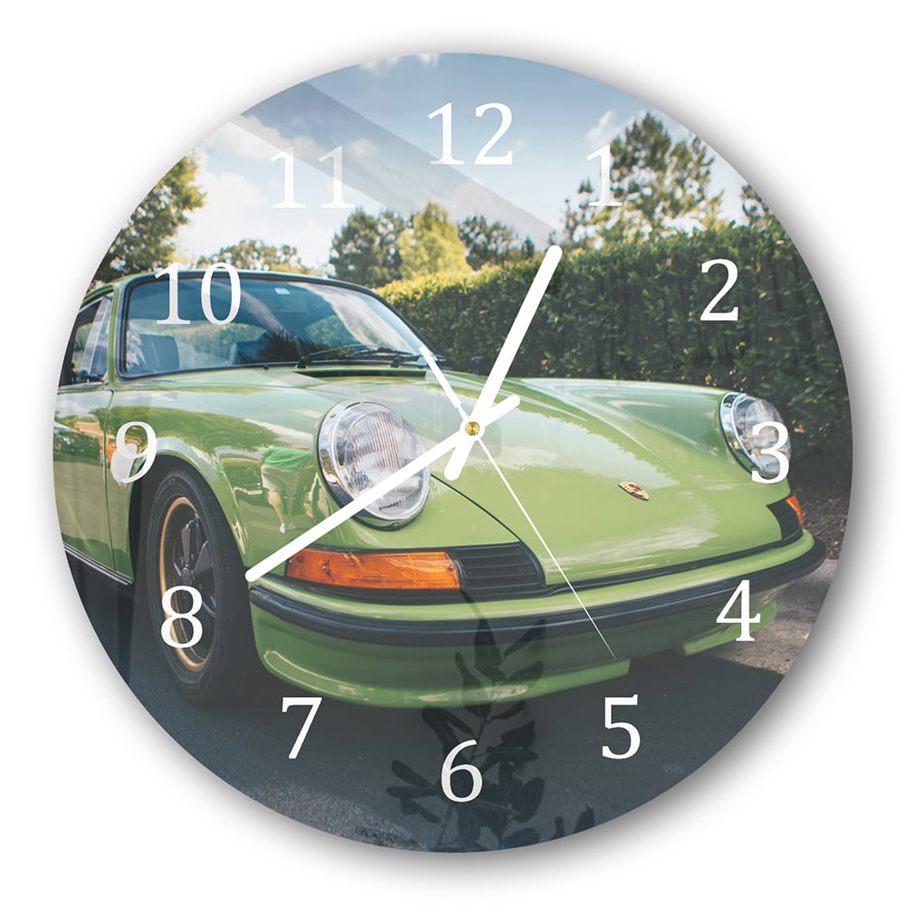 Wandklok Rond 30cm - Gehard Glas - Porsche 911 1970 Groen