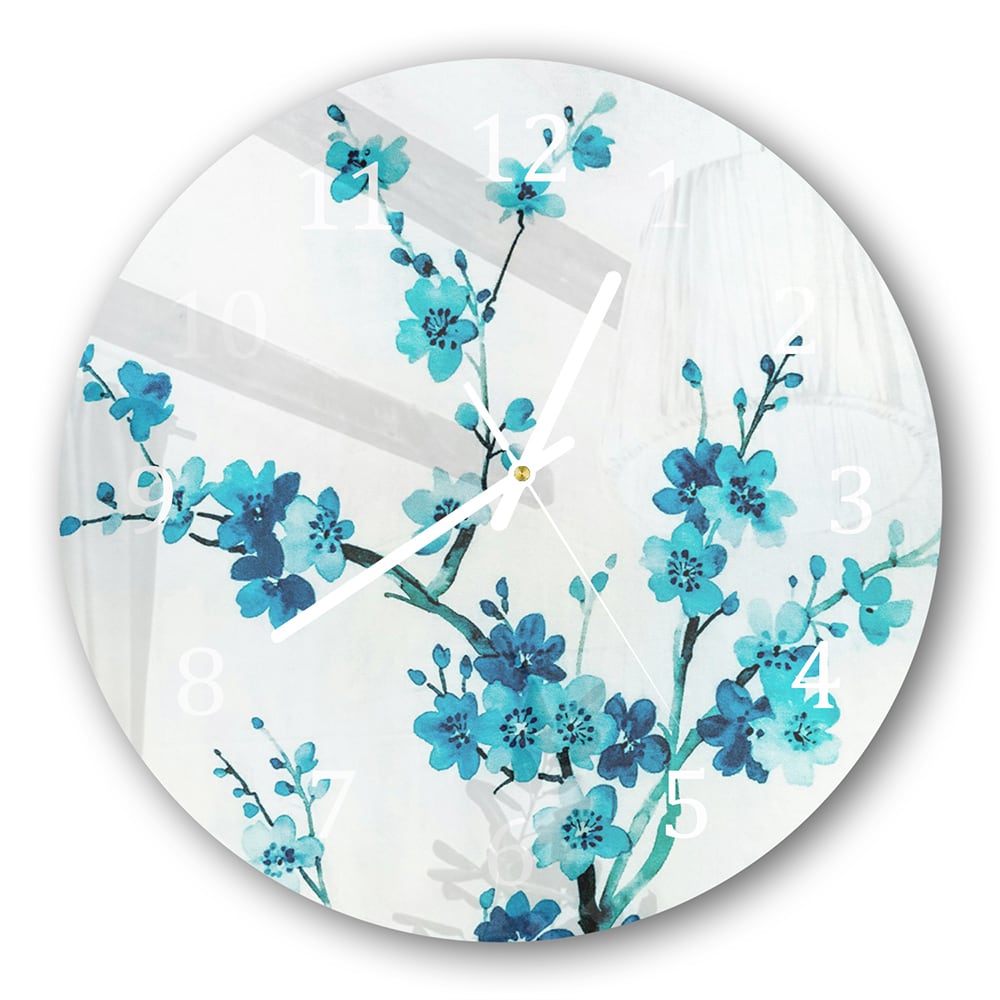 Wandklok Rond 30cm - Gehard Glas - Waterverf Schilderij Bauwe Bloemen