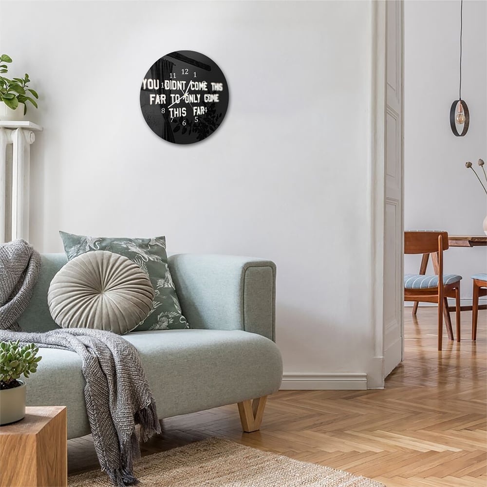 Wandklok Rond 30cm - Gehard Glas - Quote op Zwarte Achtergrond