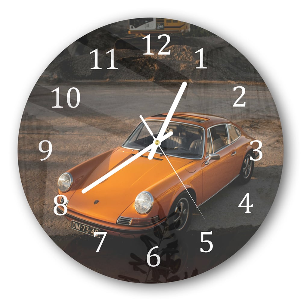 Wandklok Rond 30cm - Gehard Glas - Oranje Porsche