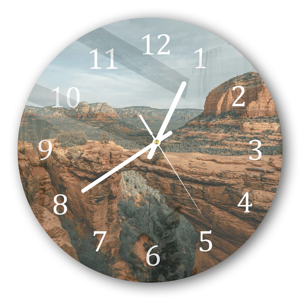 Wandklok Rotsen in de Canyons Diameter 30 cm gehard glas