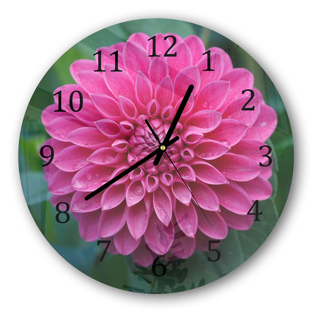 Wandklok Rond 30cm - Gehard Glas - Roze Dahlia