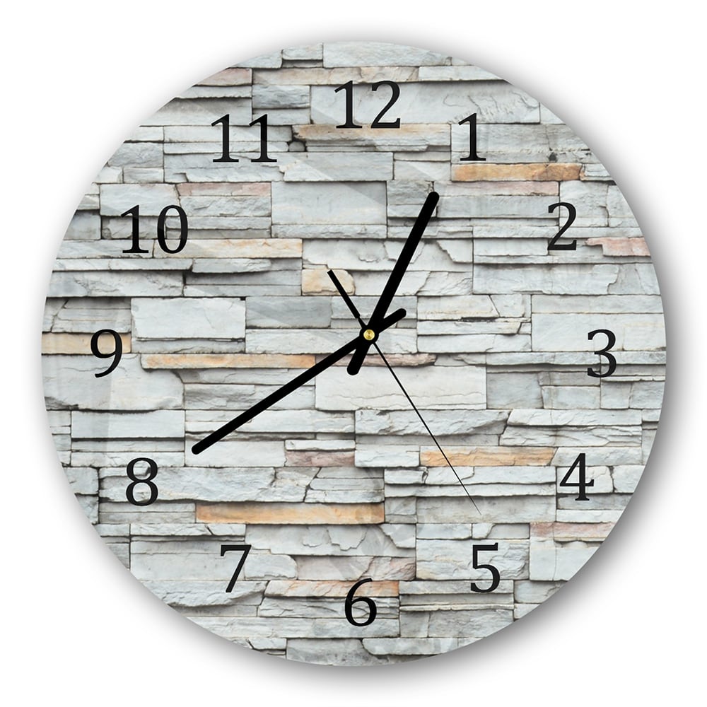 Wandklok Rond 30cm - Gehard Glas - Stenen Muur