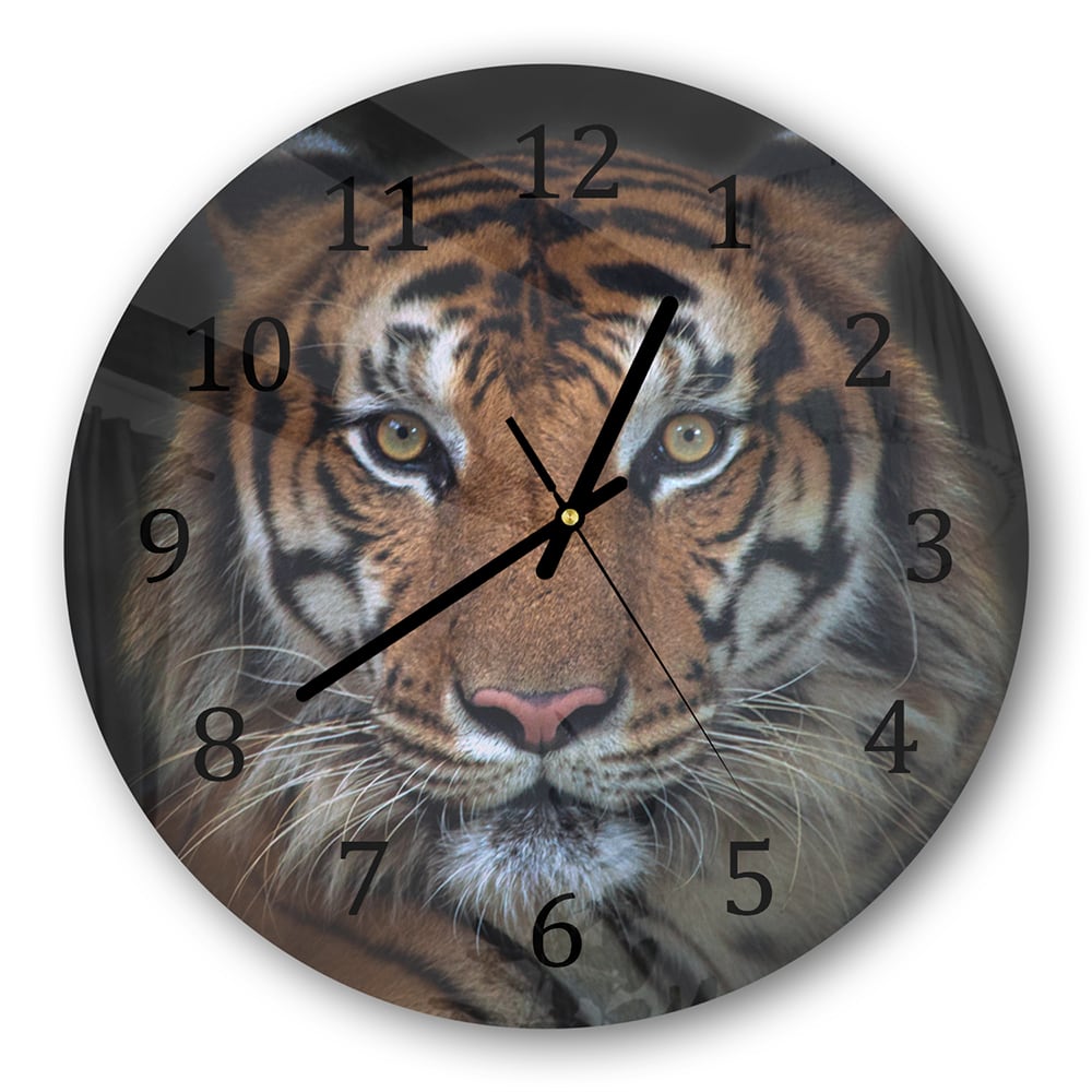 Wandklok Rond 30cm - Gehard Glas - Sumatraanse Boze Tijger