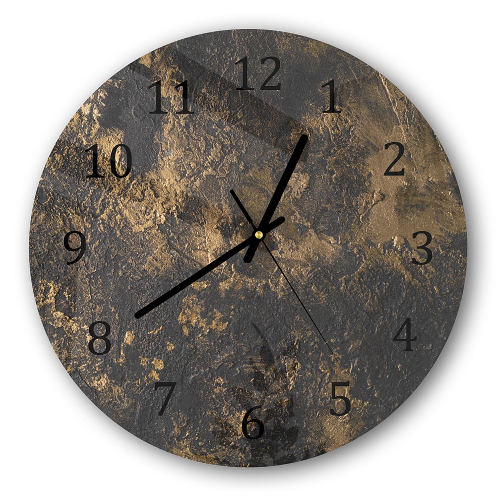 Wandklok Rond 30cm - Gehard Glas - Black-Gold Textuur