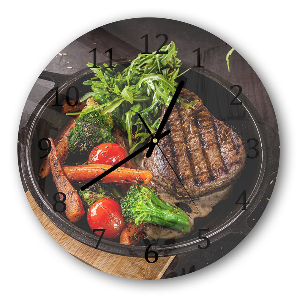 Wandklok Rond 30cm - Gehard Glas - Gegrilde Biefstuk