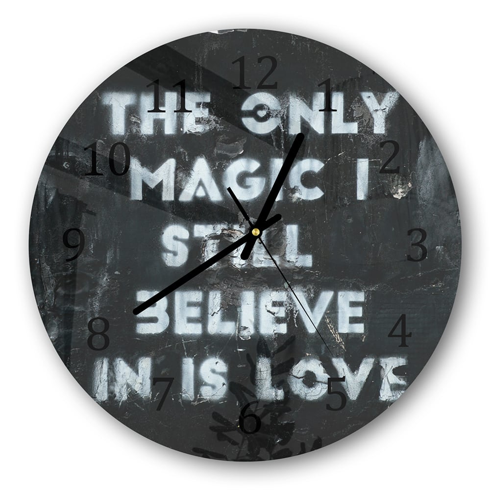 Wandklok Rond 30cm - Gehard Glas - Quote op Ruwe Achtergrond