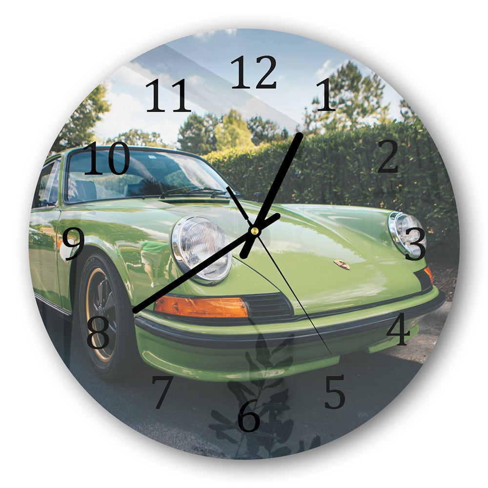 Wandklok Rond 30cm - Gehard Glas - Porsche 911 1970 Groen