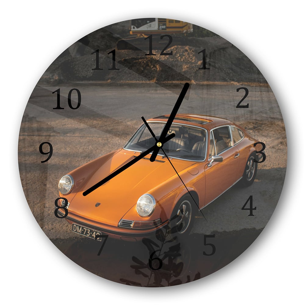 Wandklok Rond 30cm - Gehard Glas - Oranje Porsche