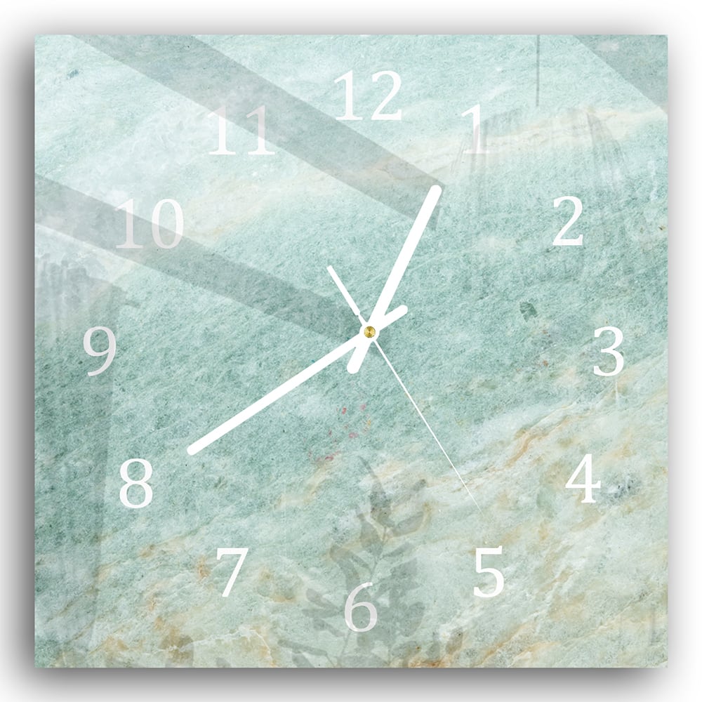 Wandklok 30x30 - Gehard Glas - Lichtgroen Marmer