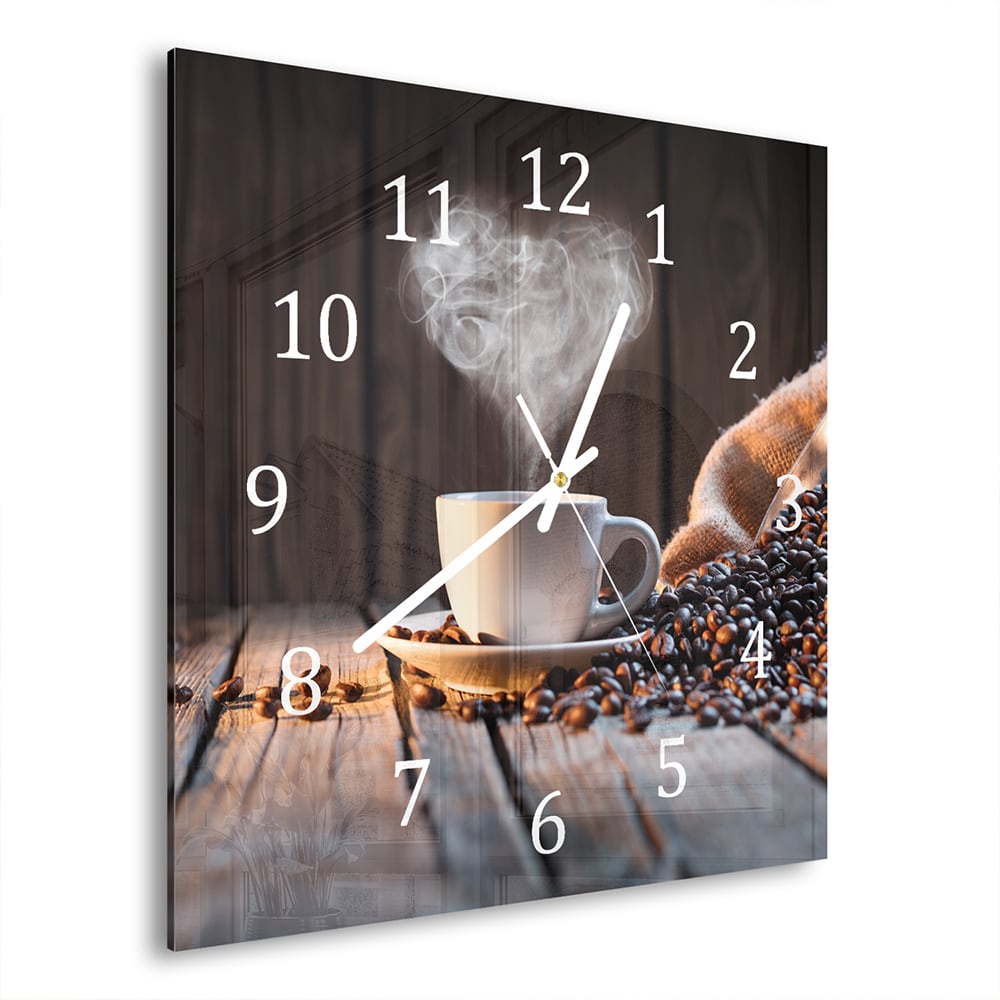 Wandklok 30x30 - Gehard Glas - Koffie Moment