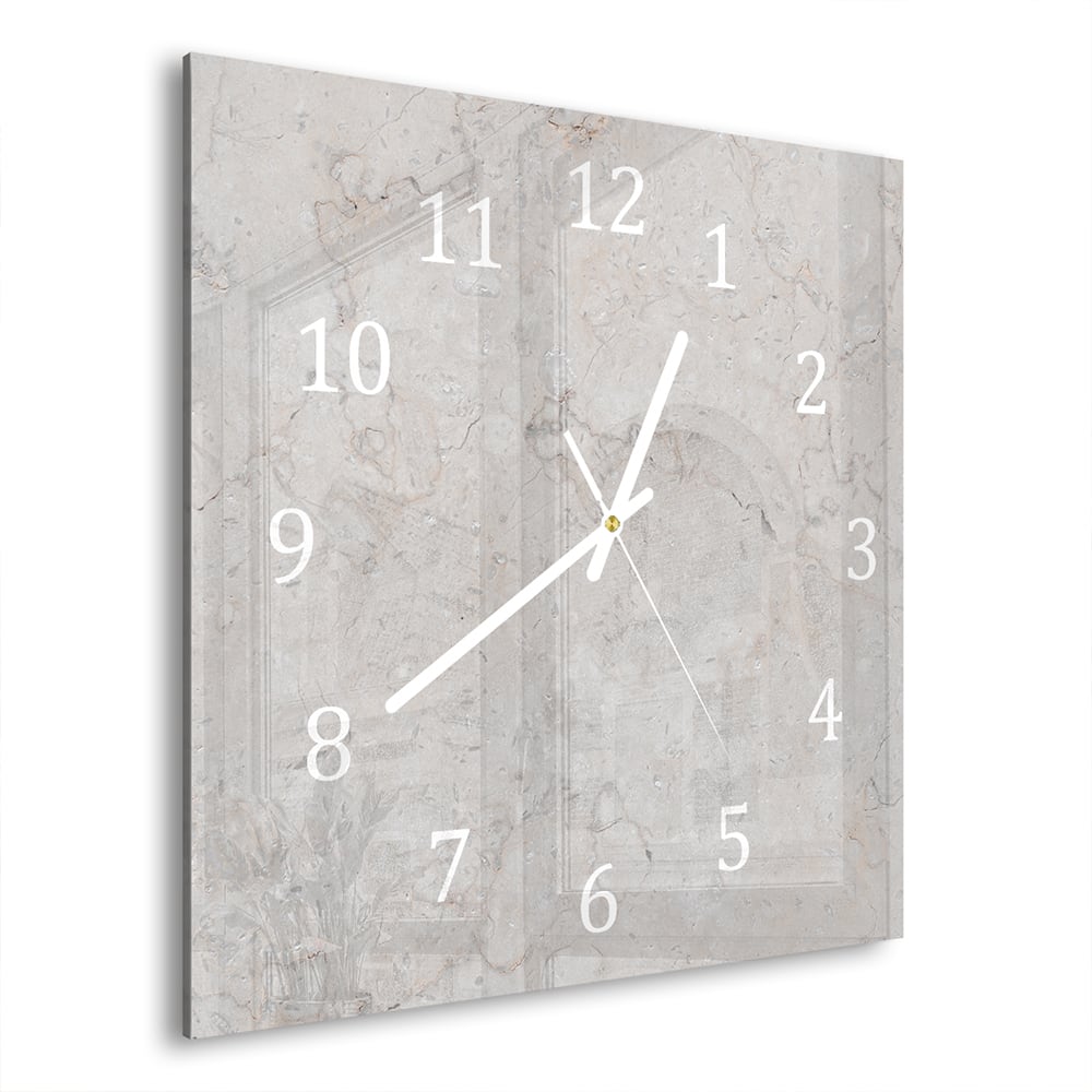 Wandklok 30x30 - Gehard Glas - Klassieke Beige Marmer