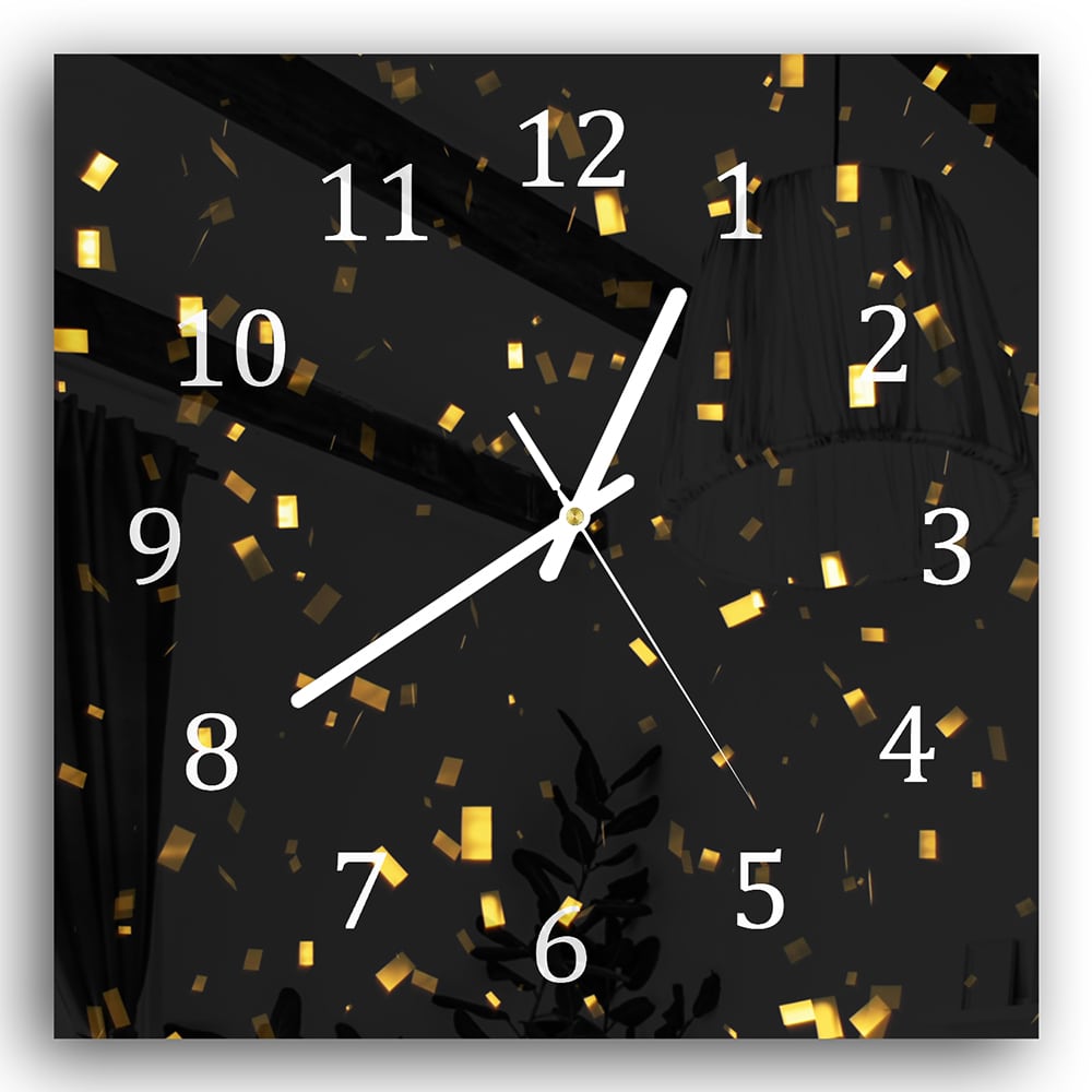 Wandklok 30x30 - Gehard Glas - Gouden Confetti