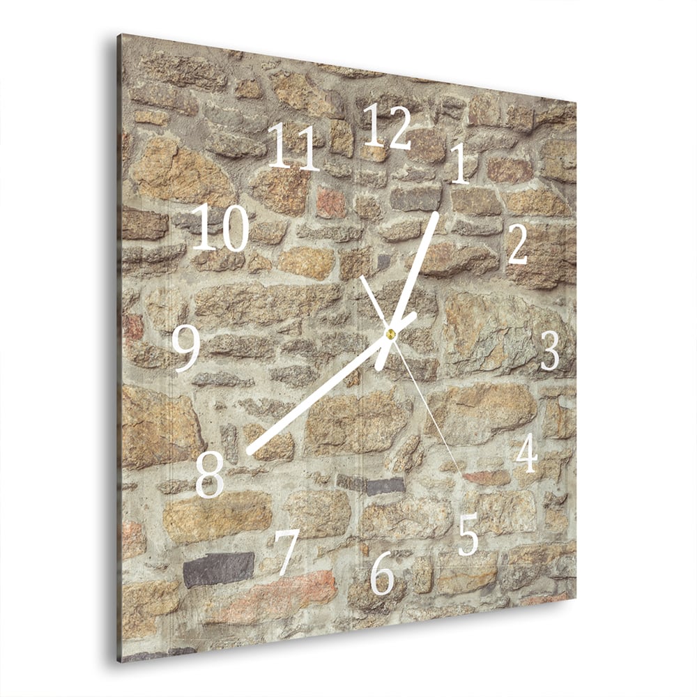 Wandklok 30x30 - Gehard Glas - Graniet Stenen Muur