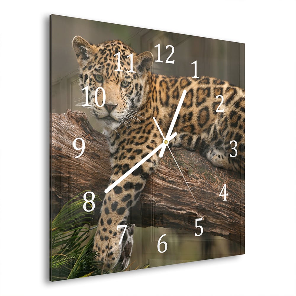 Wandklok 30x30 - Gehard Glas - Jaguar in de Boom