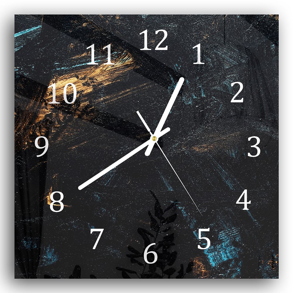 Wandklok 30x30 - Gehard Glas - Abstracte Zwart-Gouden Achtergrond