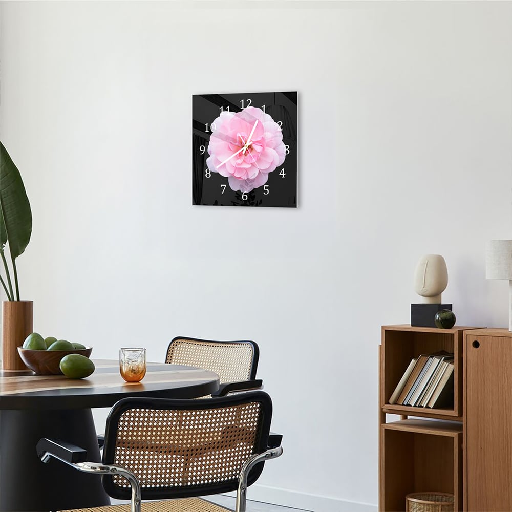 Wandklok 30x30 - Gehard Glas - Lichtroze Floribunda