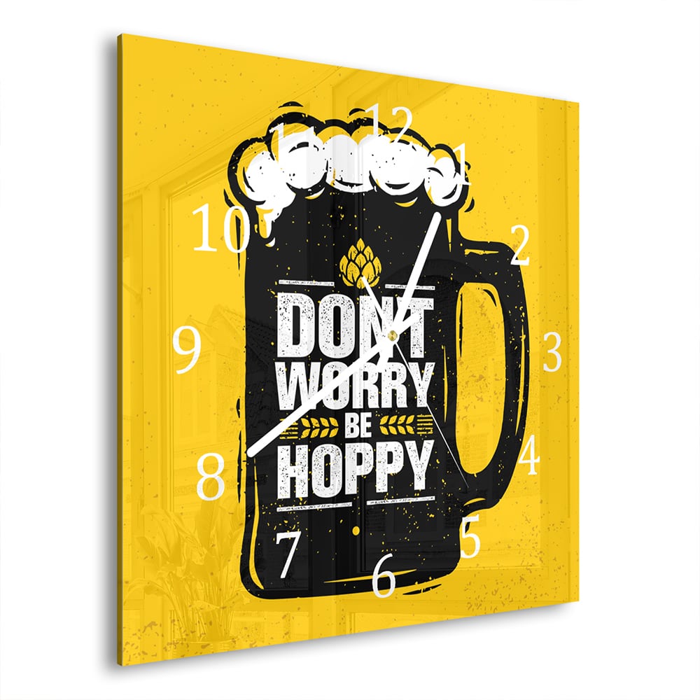 Wandklok 30x30 - Gehard Glas - Don't Worry Be Hoppy