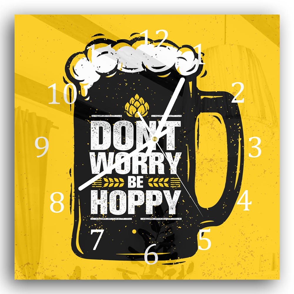 Wandklok 30x30 - Gehard Glas - Don't Worry Be Hoppy