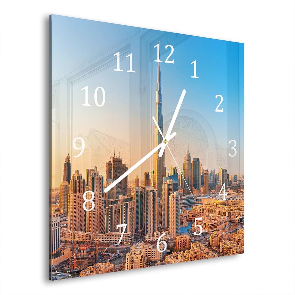 Wandklok 30x30 - Gehard Glas - Zonsondergang in Dubai