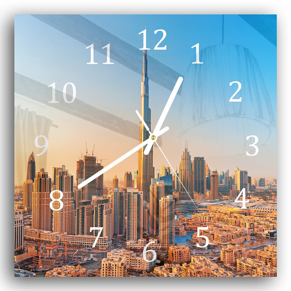 Wandklok 30x30 - Gehard Glas - Zonsondergang in Dubai