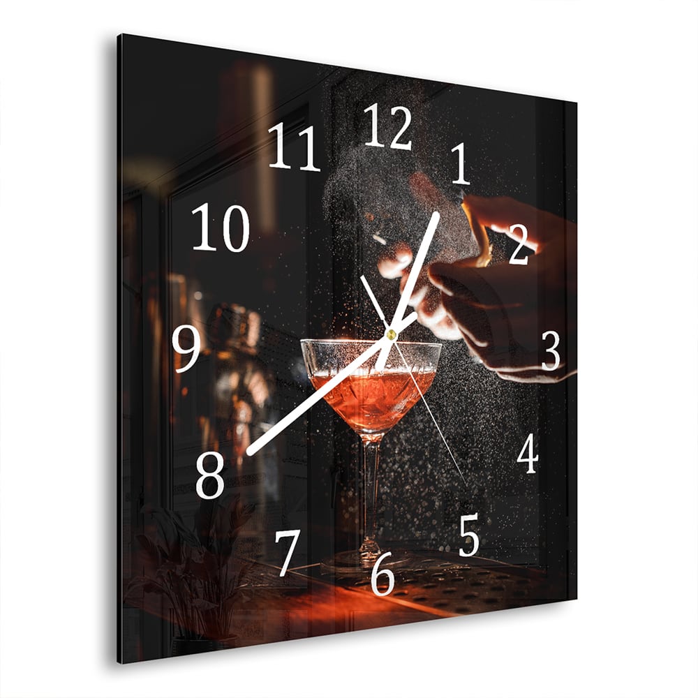 Wandklok 30x30 - Gehard Glas - Elegante Cocktail