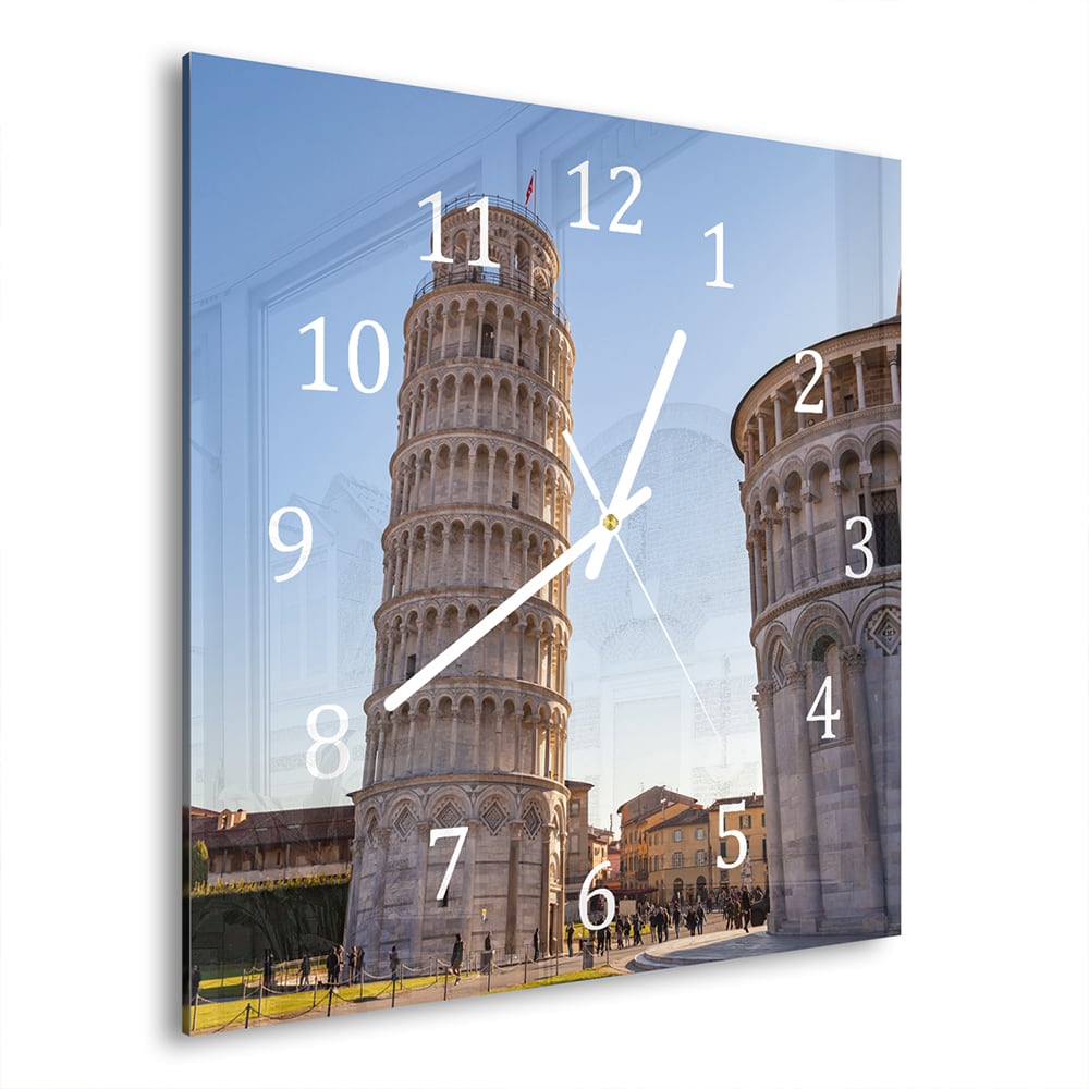 Wandklok 30x30 - Gehard Glas - De Scheve Toren van Pisa