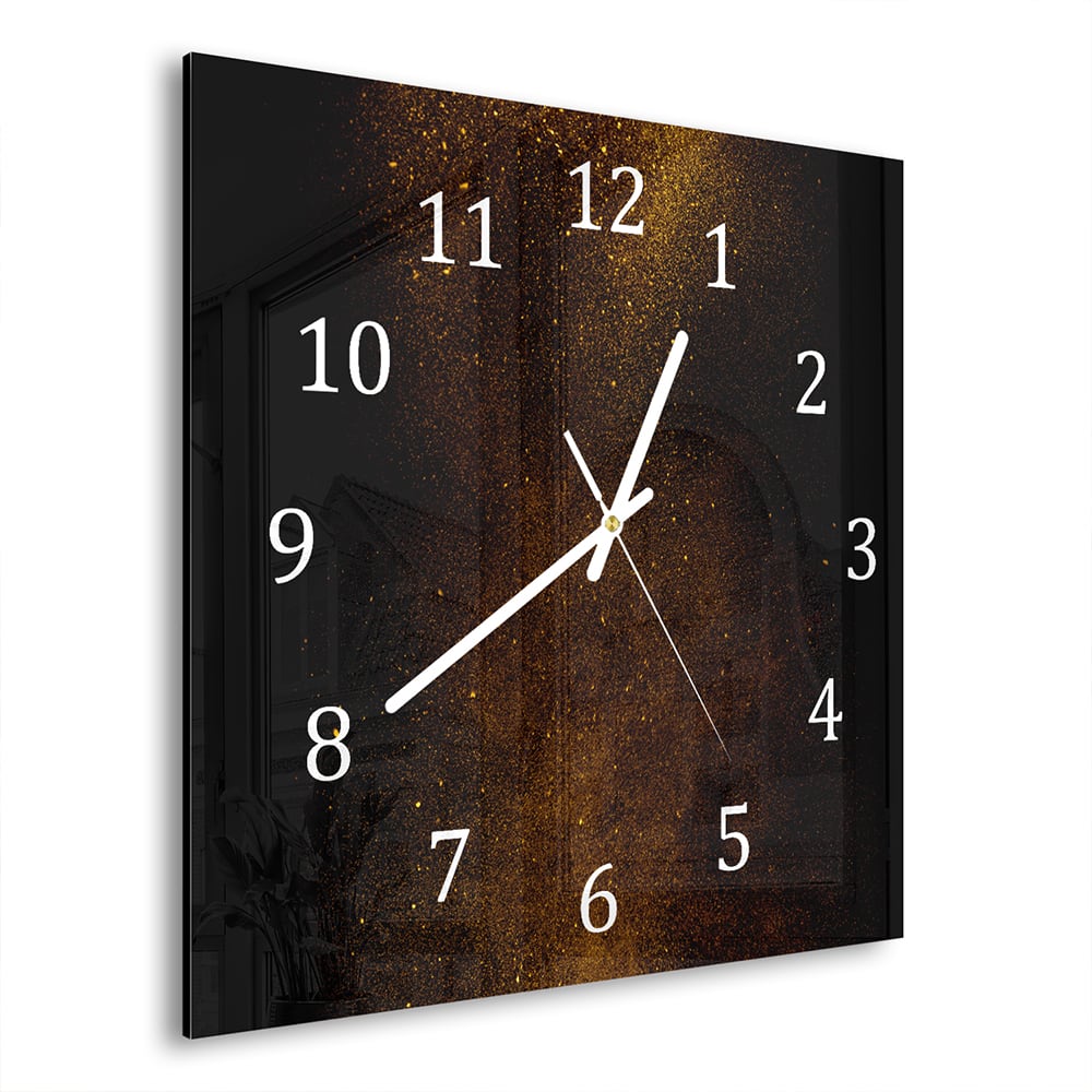 Wandklok 30x30 - Gehard Glas - Gouden Stof Explosie