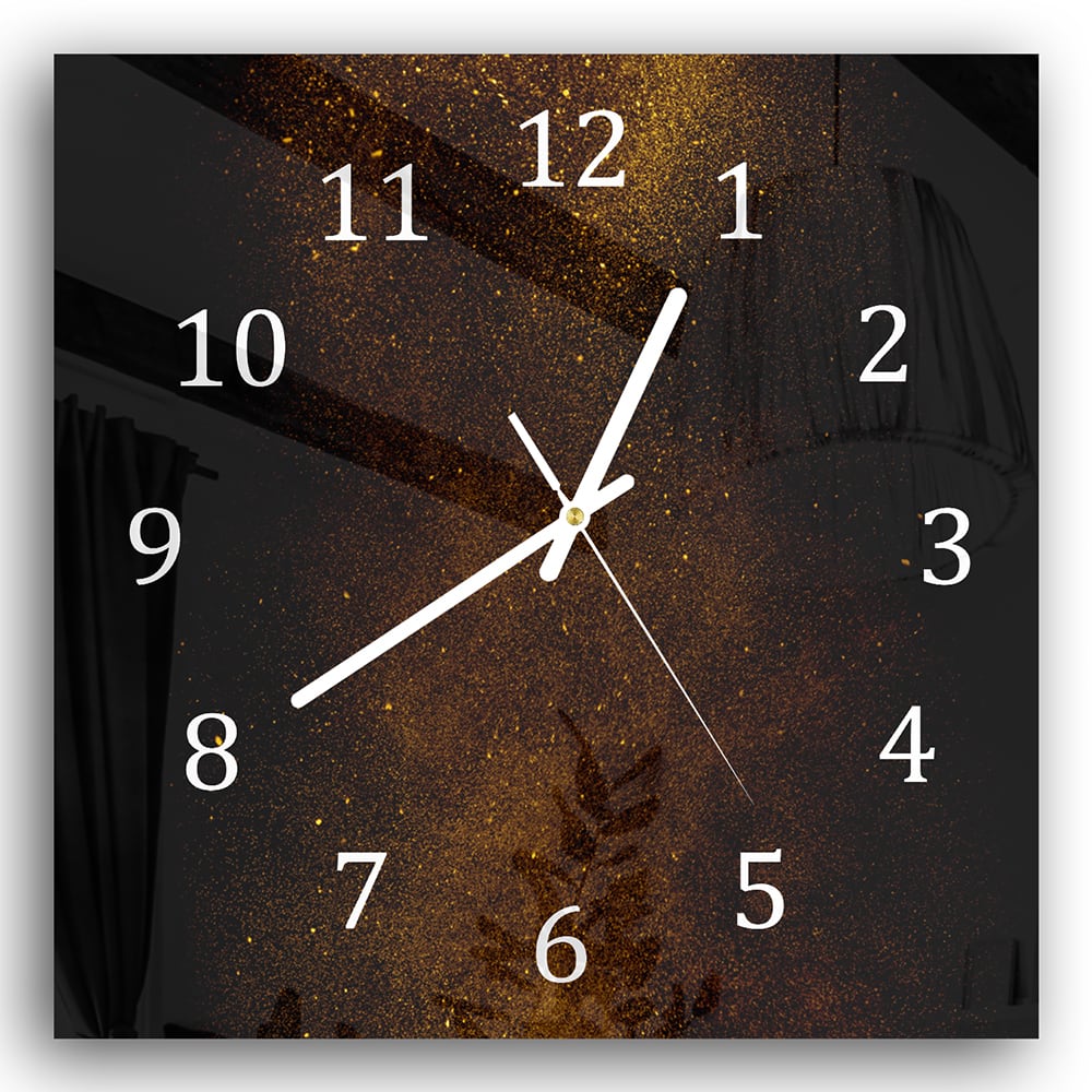 Wandklok 30x30 - Gehard Glas - Gouden Stof Explosie
