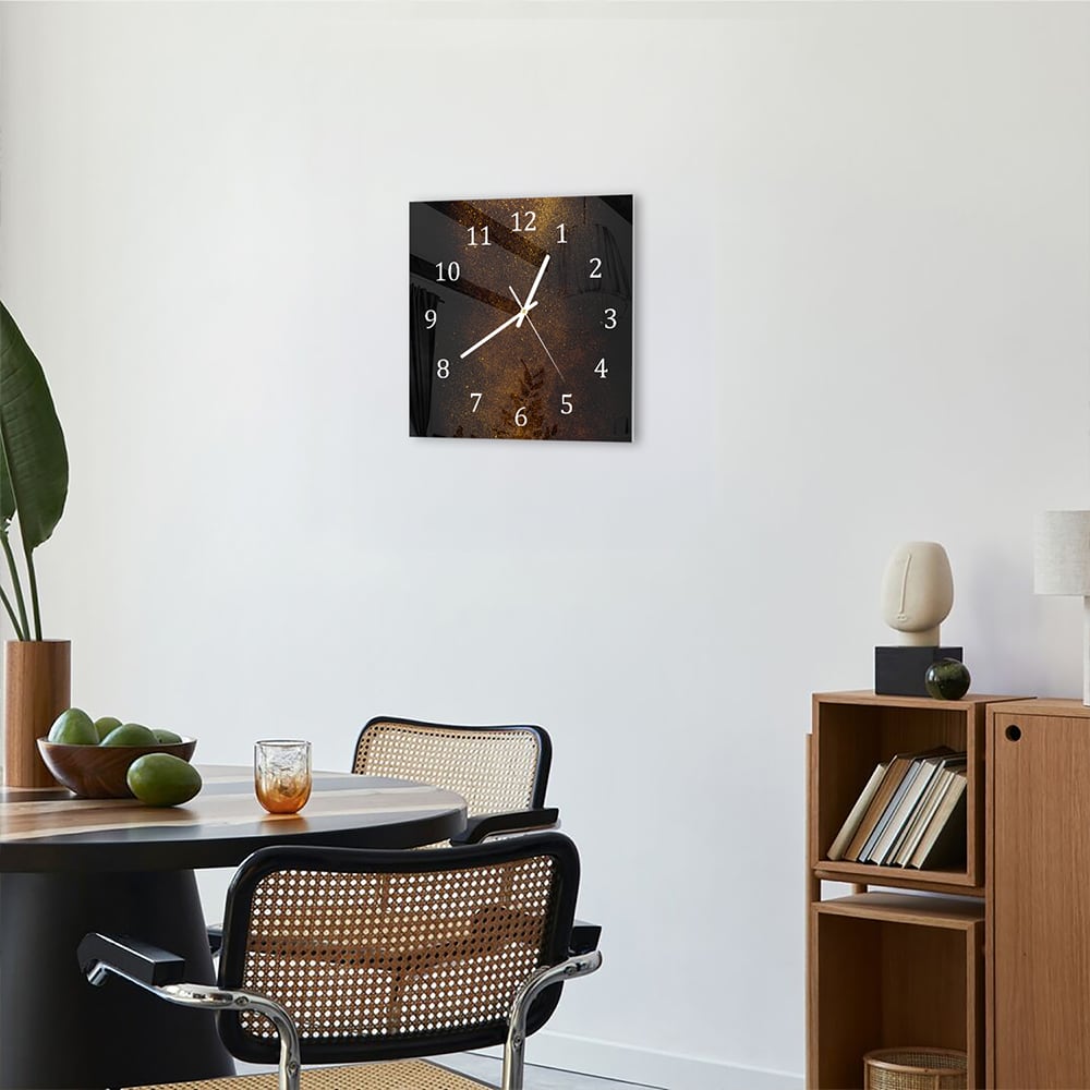 Wandklok 30x30 - Gehard Glas - Gouden Stof Explosie