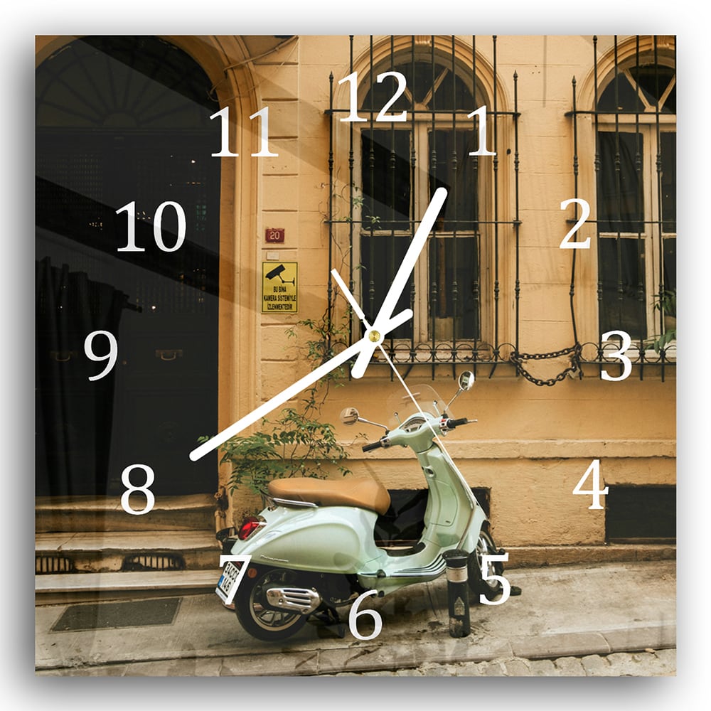 Wandklok 30x30 - Gehard Glas - Vespa Groen