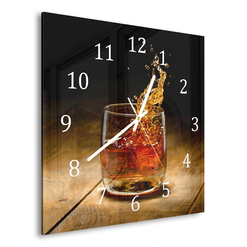 Wandklok 30x30 - Gehard Glas - Whisky Splash