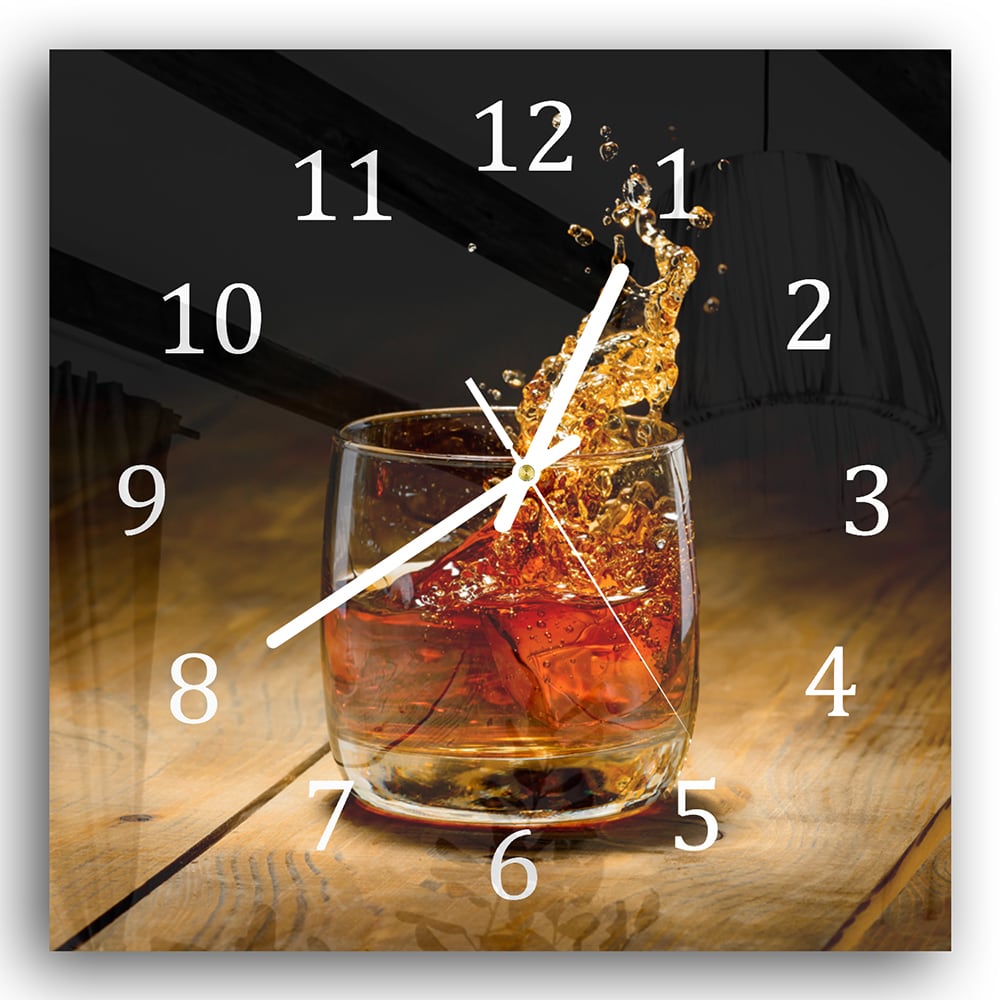 Wandklok 30x30 - Gehard Glas - Whisky Splash