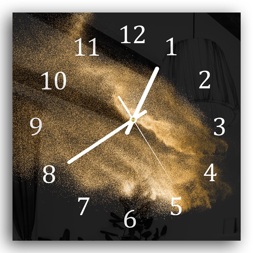 Wandklok 30x30 - Gehard Glas - Gouden Zandexplosie