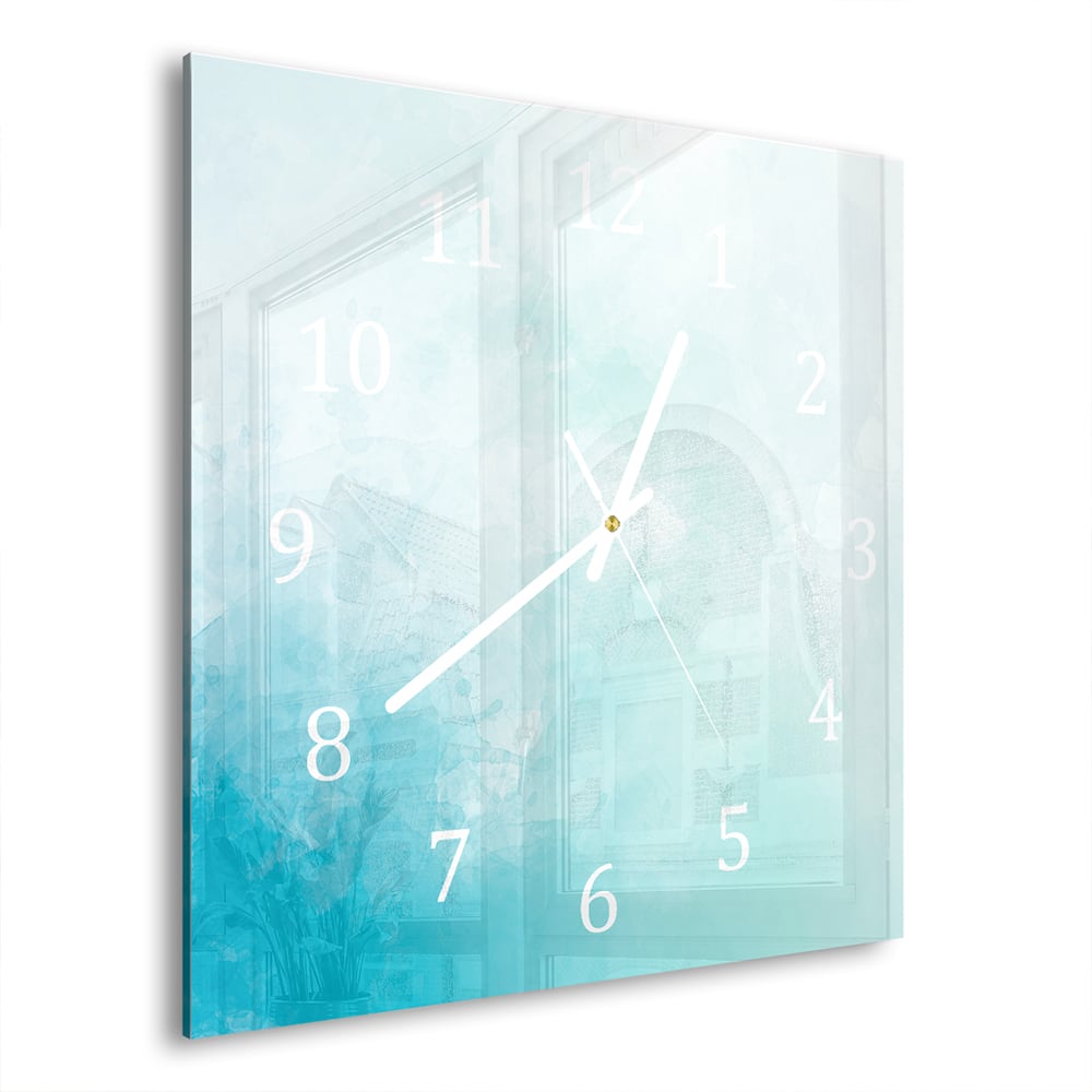 Wandklok 30x30 - Gehard Glas - Blauwe Waterverf