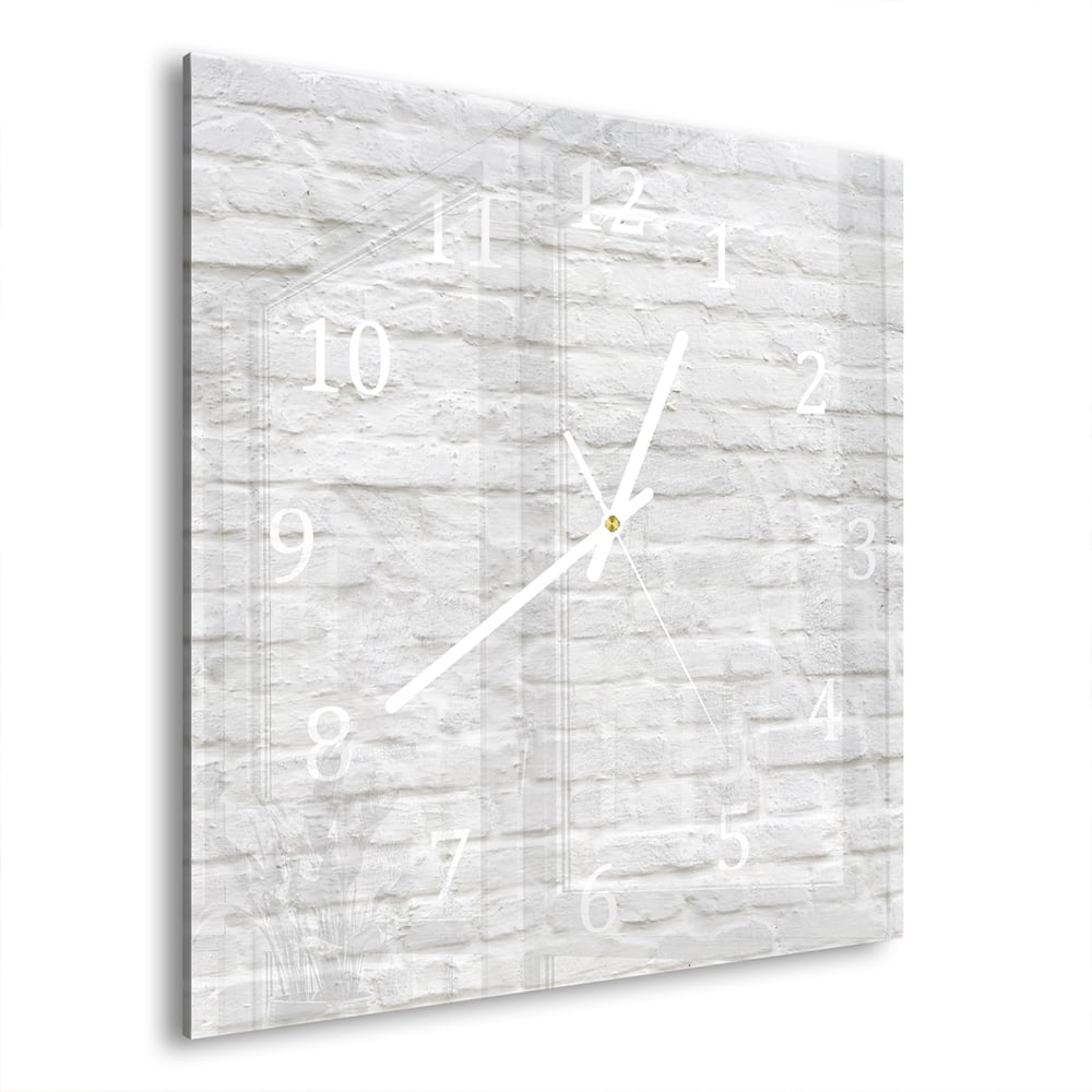 Wandklok 30x30 - Gehard Glas - Witte Stenen Muur