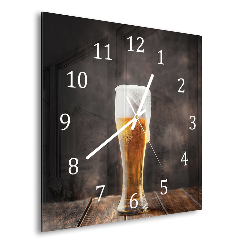 Wandklok 30x30 - Gehard Glas - Verfrissend Bier