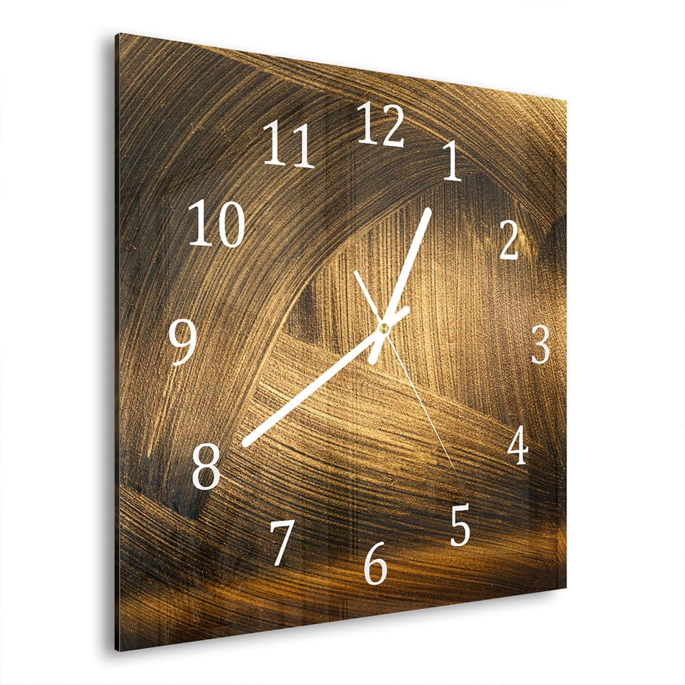 Wandklok Gouden Vegen 30x30 cm gehard glas